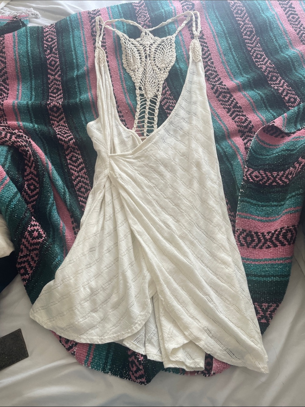 Free People Cream Crochet Back Sleeveless Tunic